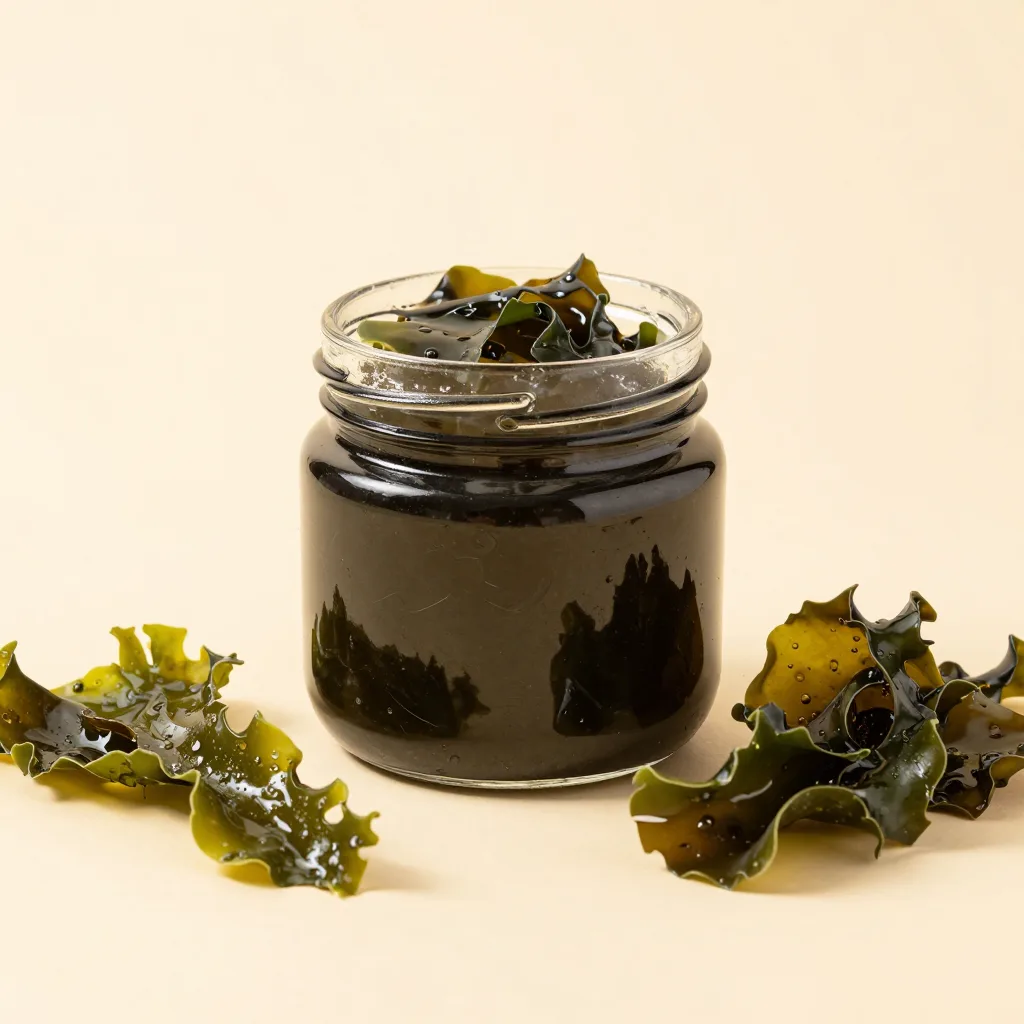 A sea moss gel and dried set on a light background