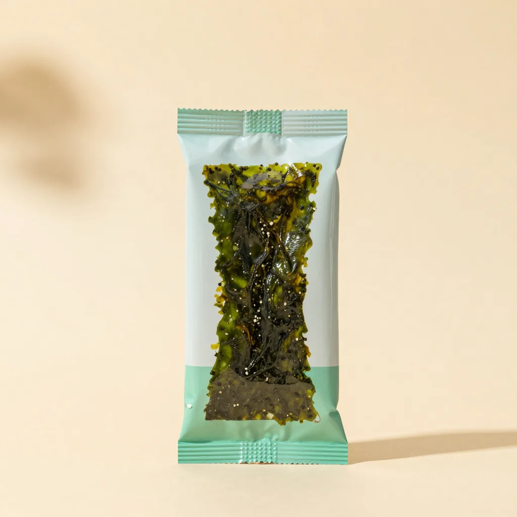 A sea moss smoothie pack on a light background